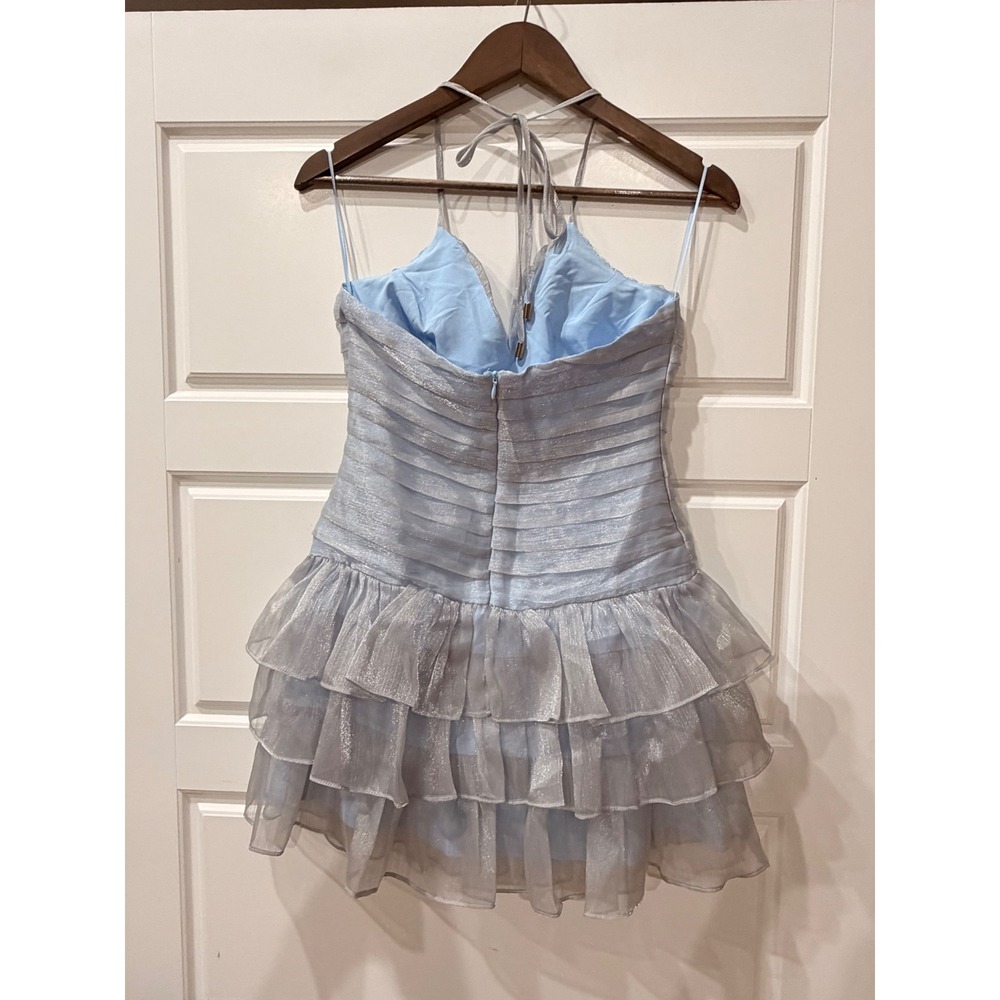 Hello Molly Party at the Disco Halter Mini Dress Blue Small Y2K Fairy Coquette - Picture 5 of 11